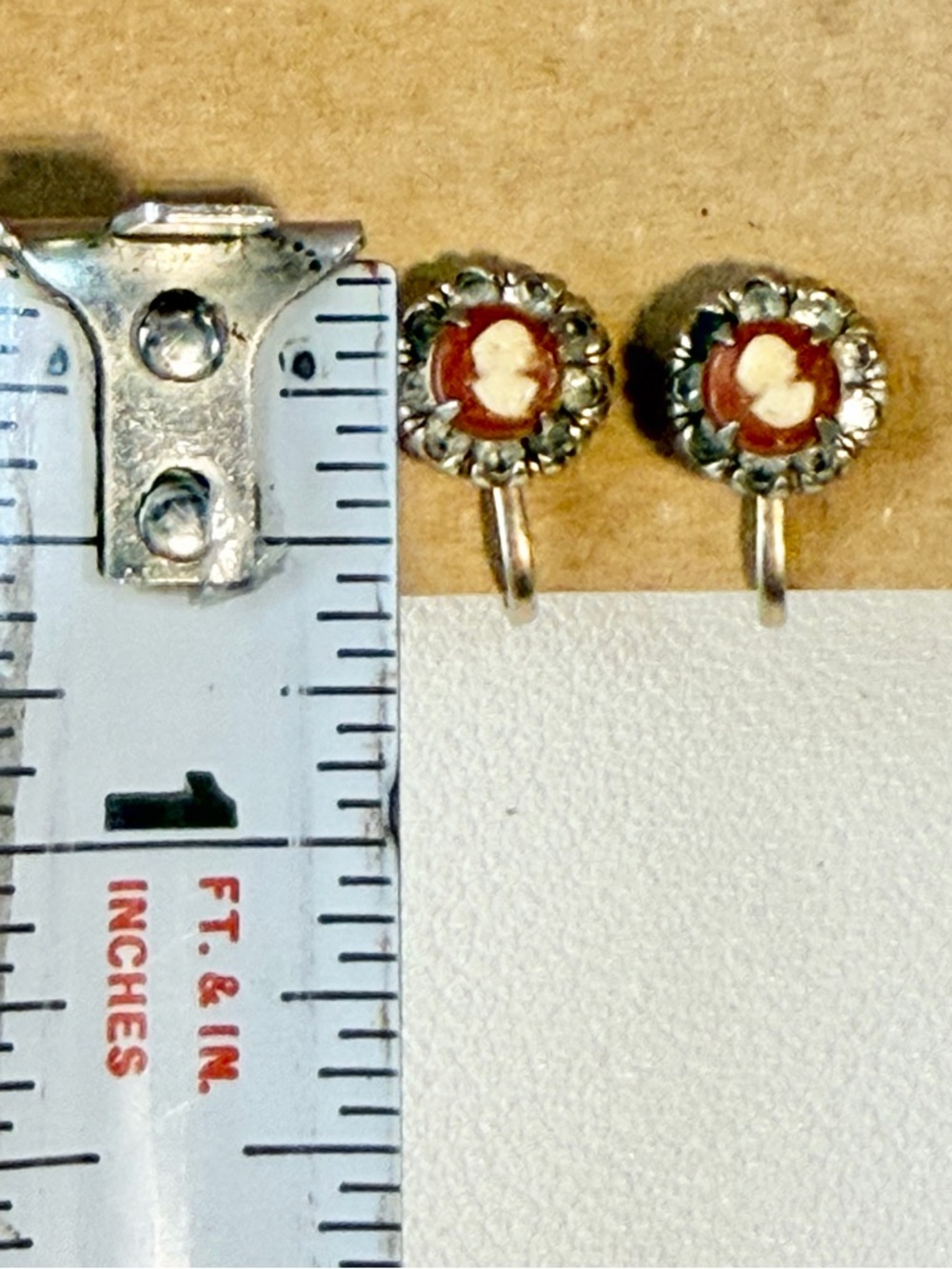 VINTAGE MCM cameo clip earring set estate jewelry painted porcelain‎ Vargas 50s - Picture 15 of 16